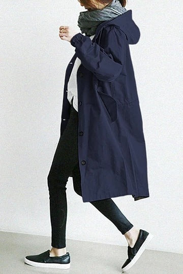 Oversized Women's Mid-Length Loose Windbreaker Jacket