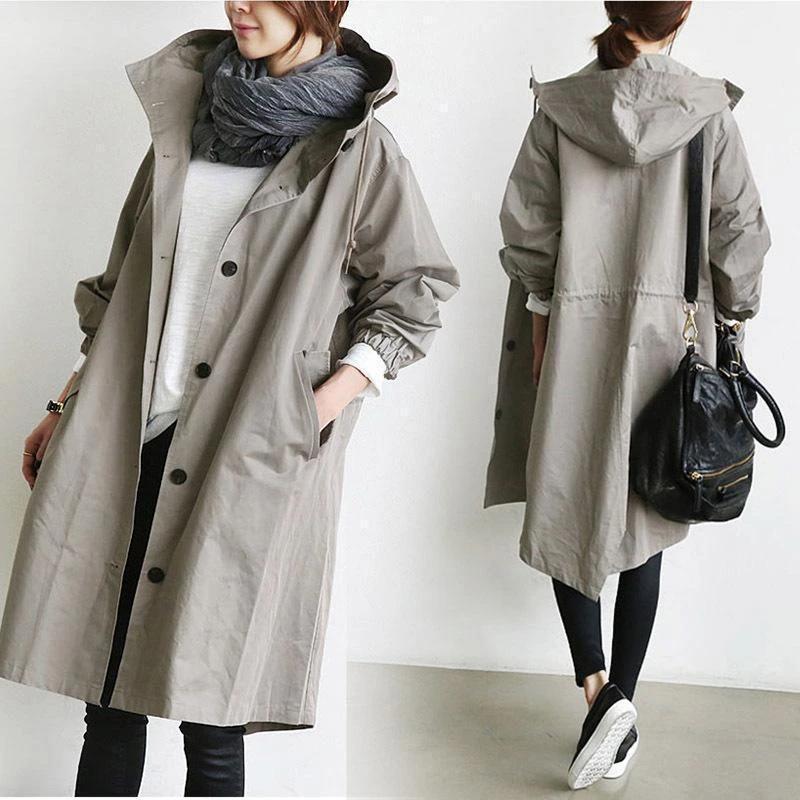 Oversized Women's Mid-Length Loose Windbreaker Jacket