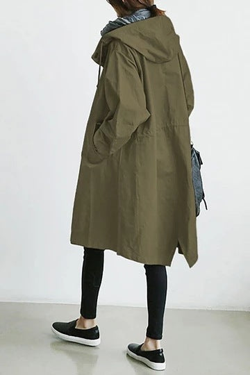 Oversized Women's Mid-Length Loose Windbreaker Jacket