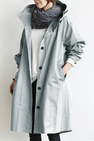 Oversized Women's Mid-Length Loose Windbreaker Jacket