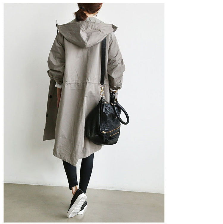 Oversized Women's Mid-Length Loose Windbreaker Jacket