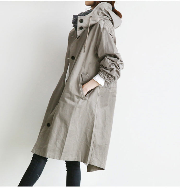 Oversized Women's Mid-Length Loose Windbreaker Jacket
