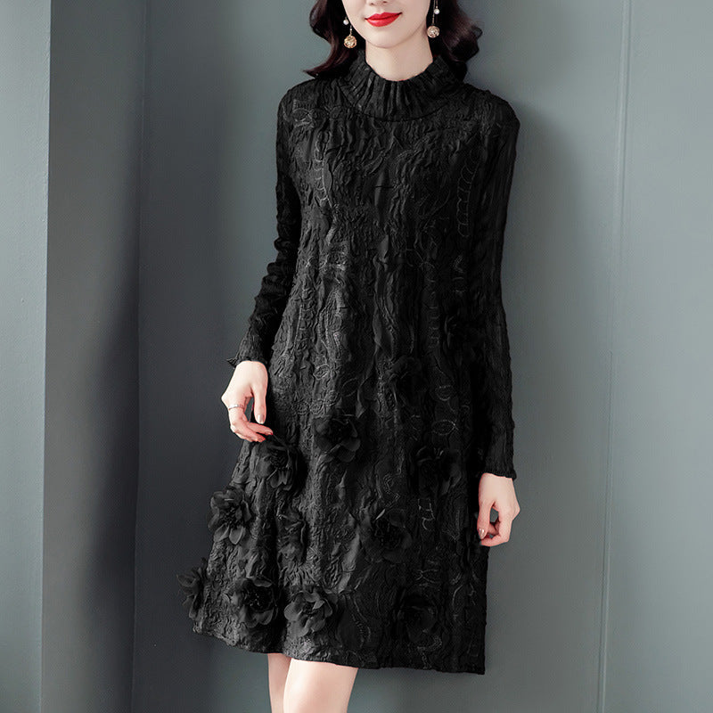 Women's Fashion Temperament Solid Color Pleated Dresses